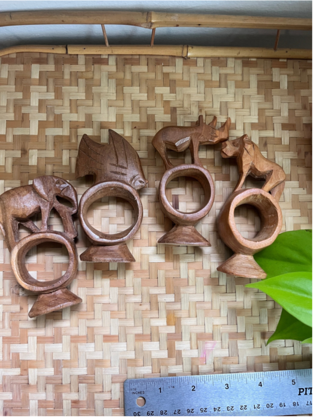 Brown Wood Animal Napkin Rings Set of 4 One Size